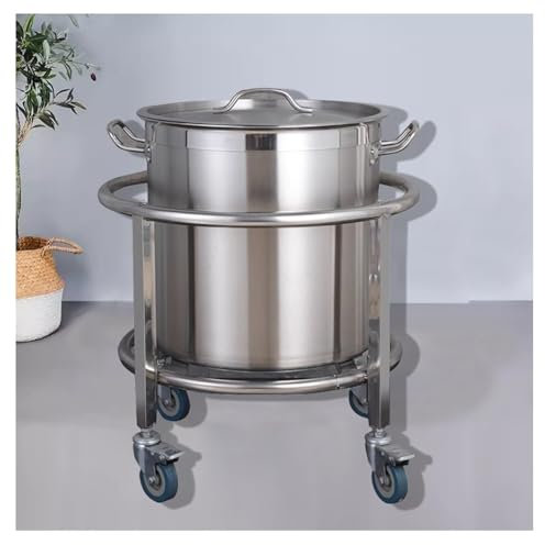 Carrello portavaso in acciaio inox resistente, per cucina commerciale, portatile, a induzione, per mensa, ristorante, giardino (51 x 60 cm)