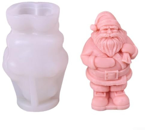 Moule en silicone 3D Père Noël pour fabrication de bougies de Noël, cire fondue, arôme, savon, artisanat, décoration de vacances