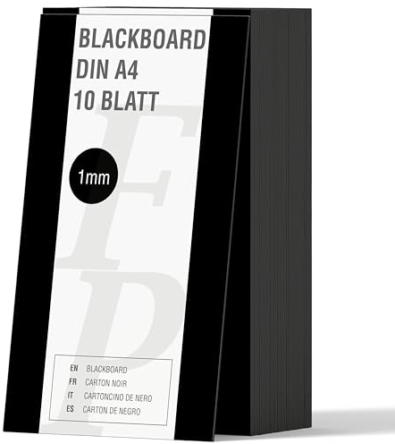 10Stk. Blackboard Pappe DIN A4 | 1mm Stärke | tiefschwarz durchgefärbt | Modellbauwerk® | für Modellbau und Bastelarbeiten | Architektur | Studium | Material | Diorama | Kreativ sein
