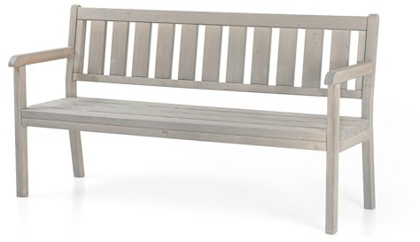 Amata UNGURS Dreifachbank Modernes Design - Wetterfeste Holzbank für Draußen, Terrasse, Hinterhof und Garten Feuerstellen - Ergonomischer und Langlebiger Stuhl, Zeitloses Design (Grau)