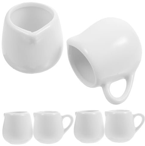 CONGARTENO 6pcs Ceramic Milk Cups and Frothing Pitchers Set Small Coffee Cafe Milk Jugs Multi-Functional Beverage Cups for Latte Art and Espresso Frothing