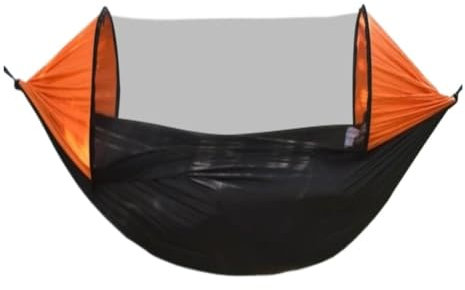 Doppellagige Hängematte mit Sonnenschutz, automatische schnell öffnende Stange und Moskitonetz, ideal für Outdoor-Camping und Reisen, bequeme Hängematte für Camper und Abenteurer