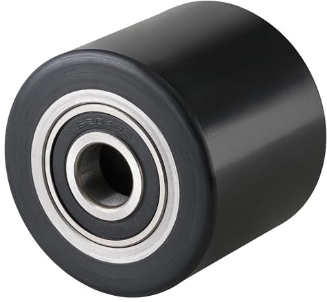 Hubwagen Rolle Polyurethan schwarz 80 x 70 mm, Achse 12 mm - Ersatzrolle inkl. Kugellager