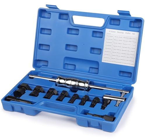 DBREAKS 12 pcs Extracteur Roulement, Kit Extracteur de Roulement Interieur, arrache roulement Interieur avec Masse coulissante, 8-32 mm Trou borgne