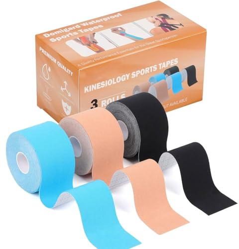 Kinesiotapes, 3 Rollen Kinesiologie Tape, Profi Physio Tape, Wasserfeste Hautfreundliche Sport Tapes für Muskelunterstützung, Knieschmerzen, Ellenbogen und Schulter (5cm x 6m)