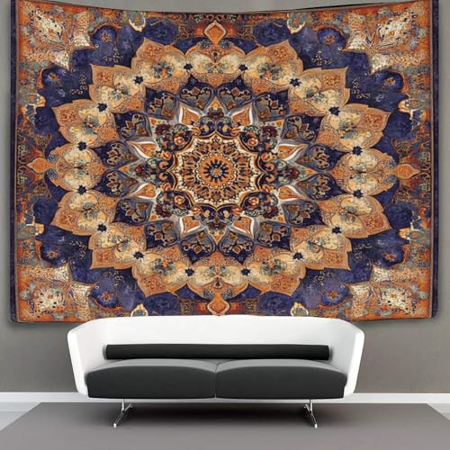 kaiyun Mandala Tapiz Para Colgar En La Pared, Patrones geométricos y miniaturas persas Tapices Decoración Para Sala De Estar Dormitorio 130cmx150cm