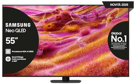 Samsung Smart TV 55'' QE55QN94FATXZT Neo QLED 4K Mini LED, NQ4 AI Gen3 Processor, 4K AI Upscaling Pro, Glare Free, Motion Xcelerator 165Hz, Dolby Atmos & OTS+, NeoSlim Design, 2025