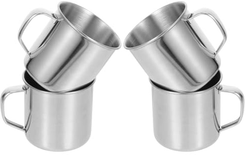 Alipis 4pièces Lot De Tasses à Café Avec Poignée Acier Inoxydable Pour Maison Randonnée Convient à Café Et Thé