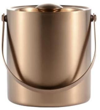 2L Ice Bucket with Lid, Double Wall Insulated Stainless Steel ICES Buckets Wine for Cocktail Bar and Parties(Brass)