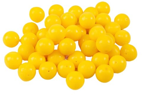 Leurres Souples de Perle Jaune, 50 Pcs Appâts Pêche Flottants en TPR, Perles de Pêche Artificielles Élastiques pour Eau Douce et Eau Salée