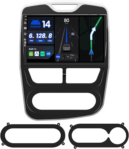 BXLIYER [8-Core, 6G+128G] - Android 14 Car Stereo For Renault CLIO (2013-2016) Sat Nav - Wireless CarPlay/Android Auto - LED Camera & MIC - IPS 10.1 Inch 2 Din DSP Steering Wheel DAB Fast-boot 360-CAM
