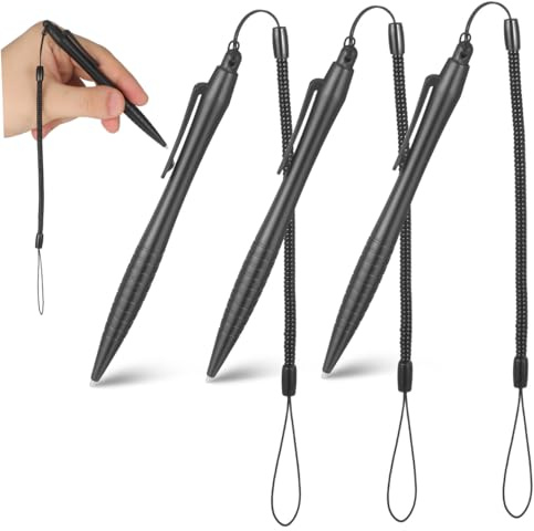 3pcs Black ABS Resistive Screen Touch Pen with Anti-lost Lanyard | Screen Stylus, Touch Pen for Drawing and Sketching, Precision Touch for Gaming Devices