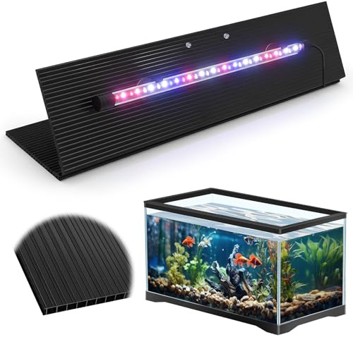 Sieral Aquarium Lids Polycarbonate Greenhouse Panels Canopy with LED Light 29 x 11.38 x 0.12 Inch for 20/29/37 Gallon Without Center Brace Aquariums Cover Fish Tank Lid (Black)
