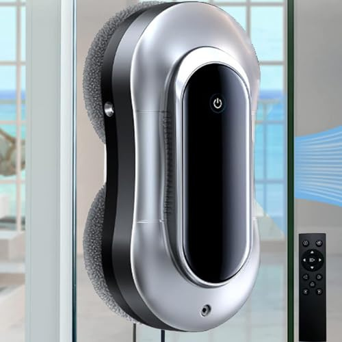 Window Cleaning Robot - Auto 4 Water Spray 70ml, 2800pa Remote Control Automatic ic Cleaner& Glass Washer W/Anti-Falling Sensor Detection/10 Cloths/Safety Rope,Silver