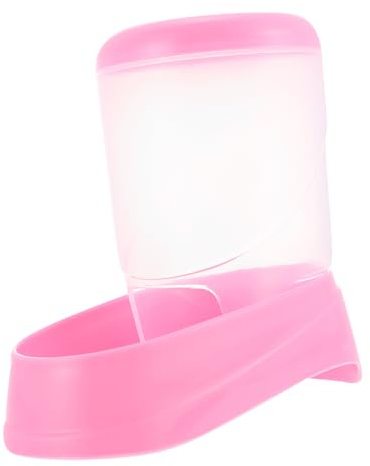 HOODANCOS Automatic Hamster Feeder and Refillable Guinea Pig Food Dispenser Anti-tip Feeding Bowl with Visible Design for Small Pets Hedgehogs Pink Small Animal Supplies