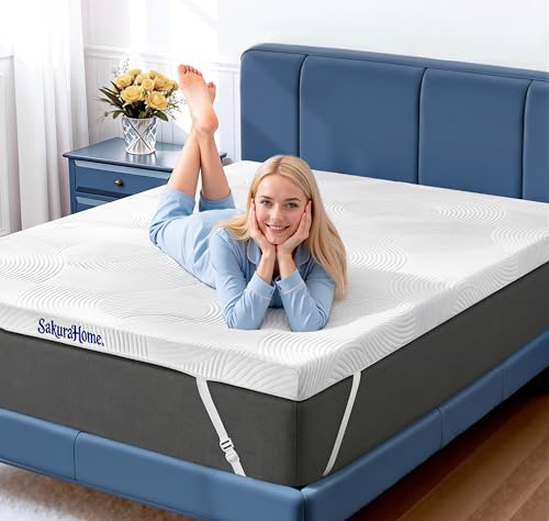 SakuraHome Matratzentopper 90x200cm - H3/H2 Gel Memory-Schaum Matratzen Topper, ca. 8cm Höhe, für Boxspringbett Schlafsofa,CertiPUR-US & Öko-Tex Zertifiziert