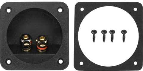 sourcing map 2.68 Inch Speaker Box Terminal Cup, 2-Way ABS Subwoofer Plug Connectors Double Binding Posts Spring Loaded Jack for Car Stereo Speaker Wire Sub Box