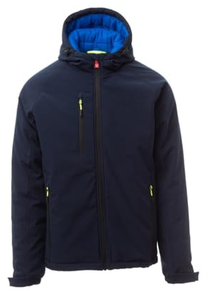Giubbotto da Uomo Imbottito Payper Gale PAD Softshell impermeabile antivento Giacca con cappuccio idrorepellente 8000 mm H2O (IT, Testo, L, Regular, Regular, Blu Navy)