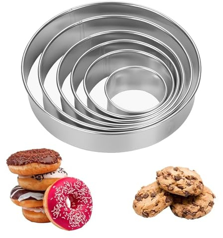 6 Stück Plätzchen Ausstecher,Ausstecher Rund,Edelstahl Ausstechform Rund,Verschiedene Größen Ausstechformen Ring,für Scones Donut Gebäck Kekse Kuchen Backen DIY Küche Zubehör