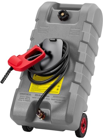 15 Gallon/57l Portable Fuel Caddy with Hand Pump & 10FT Hose, Heavy-Duty Gas/Diesel Tank with Wheels for Easy Transport, Leak-Proof Storage for Cars, Trucks, Lawn Mowers, ATVs & Boats