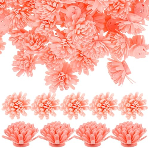 POPETPOP 100pcs 5cm Small Passive Flower Diffuser Sticks for Essential Oils, Pink Pe Foam Chrysanthemum Aromatherapy Accessory for Bedroom, Bathroom, Office Desk Home Fragrance
