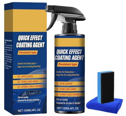 Spray Rivestimento Ceramico Auto – 120ml Protettivo Vernice | Lucidatura Alta Lucentezza Detailing Aúto | Rivestimento Esterno Veicoli Auto Camion RV Moto | Asciugamano e Spugna Inclusi