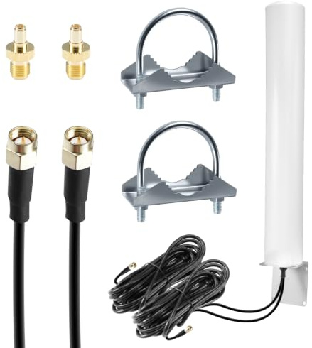 Pixelure High Gain 4,5dBi 4G 5G Antenne Outdoor 2X2 MimoAntenne LTE 5G NR 700-6000MHz Mobilfunk Externe AuBenantenne SMA-Stecker mit 2 × 5M Verlustarmes Koaxialkabel/TS9,Lange Reichweite Signalempfang