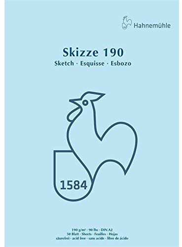 Hahnemühle Skizzenblock 190, kopfgeleimt, hellweiß, DIN A2, 190g/m², 50 Blatt