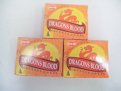 Hem Lot de 3 paquets de 10 cônes d'encens Sang de dragons = 30 cônes