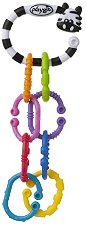 Playgro Beißring-Rasselkette - Babybeissring - Babysilikonbeissring - Silikonbeissring - Zahnungshilfe - Silikon - Kinderbeissring - farbig