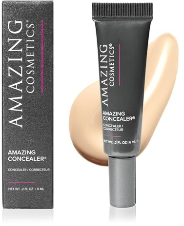 AmazingCosmetics AMAZINGCONCEALER, full coverage long wear concealer makeup for undereye dark circles, acne, blemishes and spots, color correcting shades, melts into skin for most natural finish