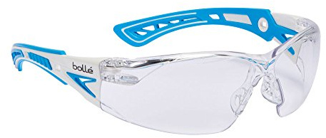 Bollé Safety RUSHPSPSI, Klare Objektive, Einheitsgröße, Serie RUSH+ SMALL, Platinum Blau Schutzbrille, weiß / blau