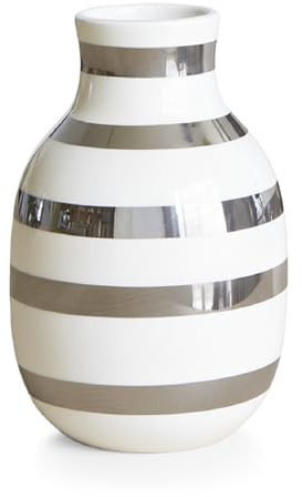 Kähler Vase H12.5 cm Omaggio Originaldesign mit handgemalte Streifen, Metallics