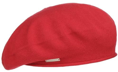 Seeberger Rollrand Baskenmütze Damenmütze Sommermütze Mütze Baske Damenbaske (One Size - rot)