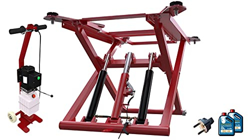 OnlineMoto24 Mobile Scheren-Hebebühne DSLP 6062 - Wagenheber - Arbeitsbühne - Hebevorrichtung - Modell 2021 inkl. Zubehör - 2,8 T - Farbe: Rot / 230Volt