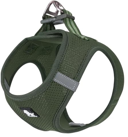 TRUE LOVE Dog Harness Soft Air Mesh Adjustable Reflective Pet Vest for Small and Medium Breeds, Small, Moss Green