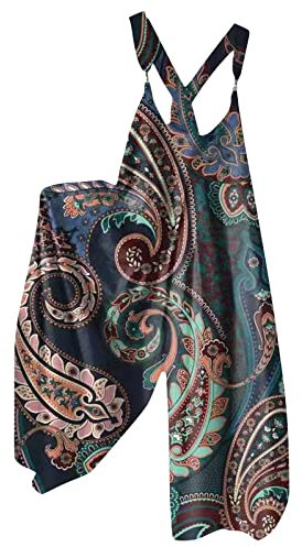 Jumpsuit Damen Elegant Overall Schwarz Damen Rote Latzhose Damen Katzendruck Jumpsuit Verstellbarer Riemen Weites Bein Latzhose Mit Taschen Rückenfrei Sommer Jumpsuit Boho Overall Kostüm Overall