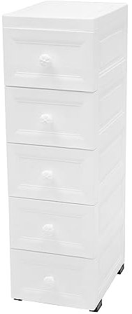 JAYEUW Aktenschrank mit 5-Schubladen Schubladenschrank mit Rollen wasserdicht für Kinderspielzeug, Büro, Wohnzimmer 34 * 25 * 82cm