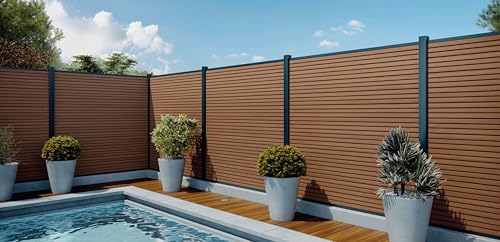 WPC Sichtschutzzaun Premium Modern Rhombus Teak 150mm Gartenzaun | Konfigurierbar | Komplettset 180 cm-16.2