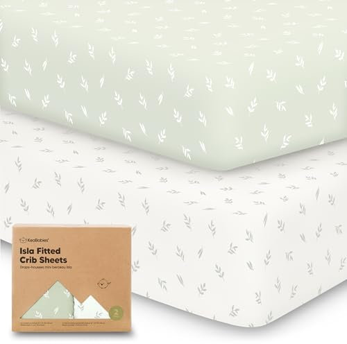 2-Pack Bambus-Bettwäsche für Jungen, Mädchen - 70x130 Jersey-angepasste Bettwäsche, Bio-Babybettwäsche Neutral, Babybettmatratzenblatt, Unisex-Bettwäsche für Kleinkinder (Herb)