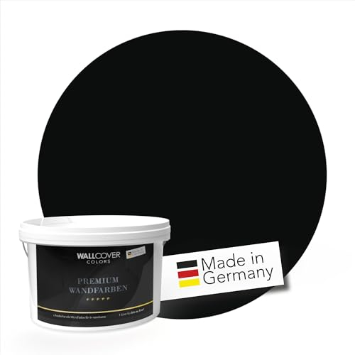 WALLCOVER PREMIUM Wandfarbe Schwarz 1L für 8m² | Black Night | Innenfarbe Edelmatt | Höchste Deckkraft Klasse 1 | Qualität aus Deutschland