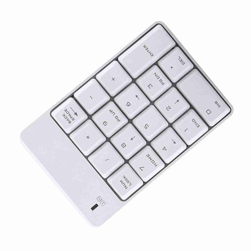 Tastierino Numerico USB, 18 Tasti, Alimentato a Batteria, Tastierino Numerico USB Wireless, Lungo Raggio per PC Portatile (WHITE)