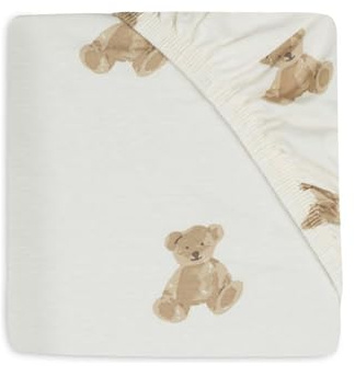 Jollein Drap-Housse en Jersey - Teddy Bear - 70/75 x 140/150 cm - 100% Coton - Certifié Oeko-TEX