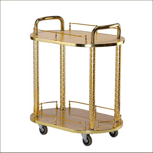 JFNHUTL Weinlagerwagen für die Küche, Handwagen, Servicewagen, luxuriöses Hotel, rot, pfirsichfarben, runder Lagerwagen, mobiler Teewagen für das Hotelrestaurant, Lagerwagen für