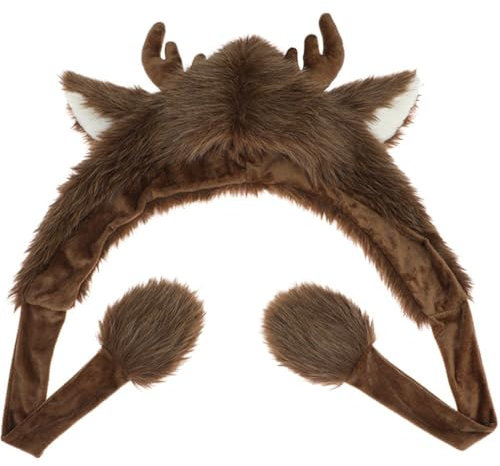 Sanfly Weihnachten Elch Geweih Plüsch Hut Rentier Gehörschutz Hut Tier Hut Party Kostüm Kopfbedeckung Tägliches Outfit Für Festivals Halloween