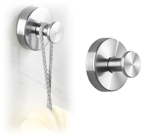 Xikangshun Suction Hooks for Bathroom, Vacuum Suction Cup Hooks Holder 304 Stainless Steel Waterproof Suction Cup Hooks, No Hole Required Suction Hooks, for Wreaths on Glass (Silver, 1)