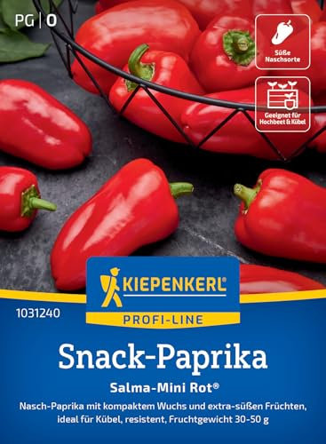 Kiepenkerl Profi-Line Paprikasamen Salma-Mini Rot® 1031240 - Nasch Paprika - kompakter Wuchs - extra- süße Früchte - Saatgut, Samen Gemüse, Gemüsepflanzen