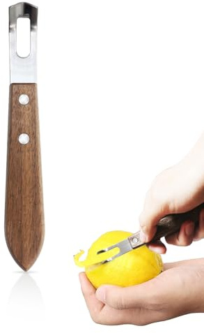 Professional Channel Knife & Citrus Zester Tool - Stainless Steel Lemon Peeler for Cocktails, Bar Tools for Bartenders, Orange Peeler with Walnut Handle for Home Bar, Kitchen, and Cocktail Garnishes