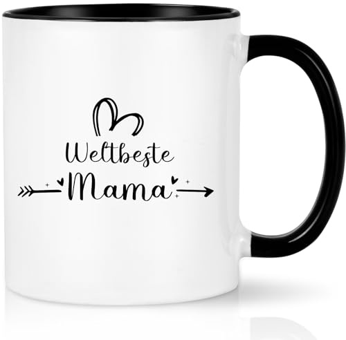 CHUIN DRUCK Kaffeetasse Geschenke für Mama zum Geburtstag Muttersgeschenk Tasse Weltbeste Mama Geschenkidee Tasse Geschenk Weihnachtsgeschenke, 320ml Schwarz