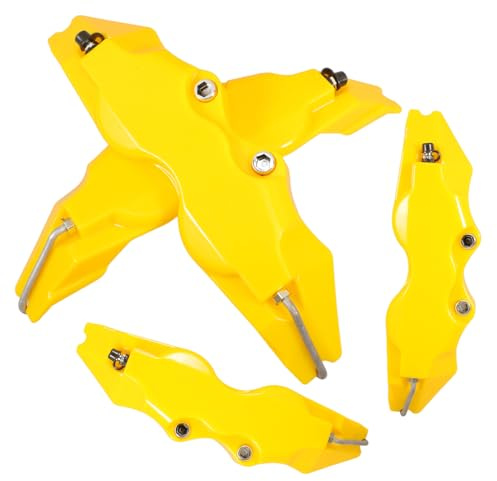 Vaguelly Set 2 Copri Pinze Mozzo Gialli Anteriore e Posteriore Design 3d, Coperture Pinze Freno Resistenti Per Auto Ad Installazione Rapida e Protezione Completa